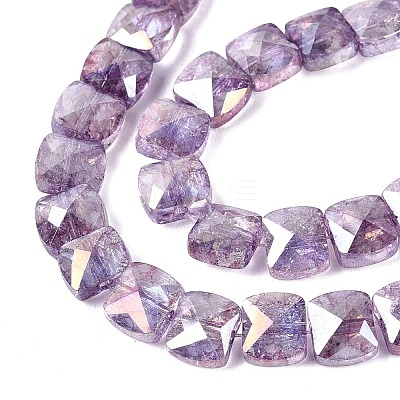 Electroplate Transparent Crackle Glass Beads Strands EGLA-Q135-02A-B06-1