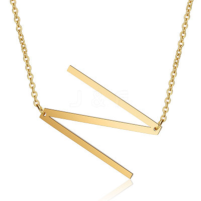 201 Stainless Steel Initial Pendants Necklaces NJEW-S069-JN004D-N-1