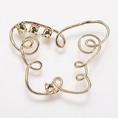 Brass Connectoe Rhinestone Settings KK-F731-55G-1