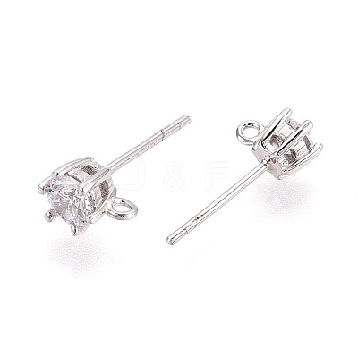 925 Sterling Silver Micro Pave Clear Cubic Zirconia Stud Earring Findings STER-N016-58A-P-1