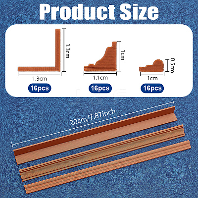 48Pcs 3 Styles Plastic Wall Skirting Strips KY-OC0001-62A-1