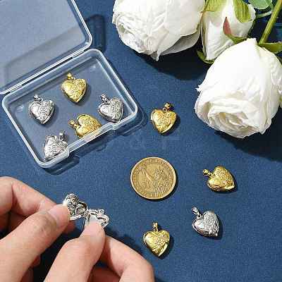10Pcs 2 Colors Rack Plating Brass Locket Pendants KK-FS0001-89-1
