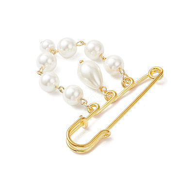 3Pcs 3 Styles Iron Glass Pearl Beads Kilt Pins Brooch JEWB-BR00188-1