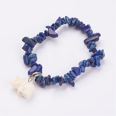Resin Elephant Charm Bracelets BJEW-JB02911-02-1