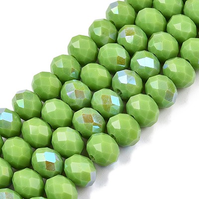 Electroplate Opaque Solid Color Glass Beads Strands EGLA-A044-P8mm-L30-1