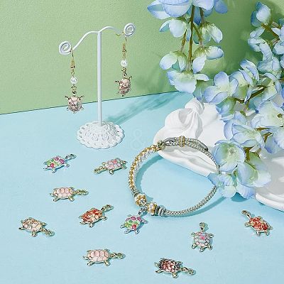 24Pcs 6 Colors Alloy Enamel Pendants FIND-FH0005-69-1