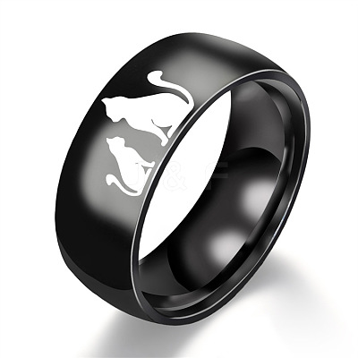 Cat Shape Pattern 201 Stainless Steel Finger Rings FS-WG30D97-09-1