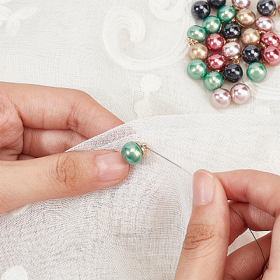 50Pcs 5 Colors ABS Plastic Imitation Pearl Sewing Buttons FIND-GF0003-18-1