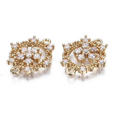 Brass Micro Pave Clear Cubic Zirconia Links Connectors KK-S359-148-RS-1