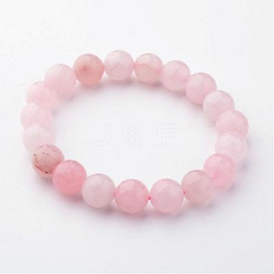 Natural Rose Quartz Stretch Bracelets BJEW-JB02428-1
