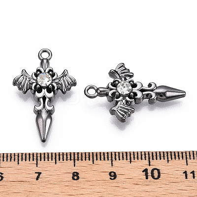 Alloy with Rhinestone Pendants PALLOY-N176-12B-NR-1