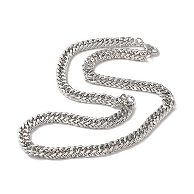 Iron Cuban Link Chain Necklaces for Women Men NJEW-A028-01G-P-1