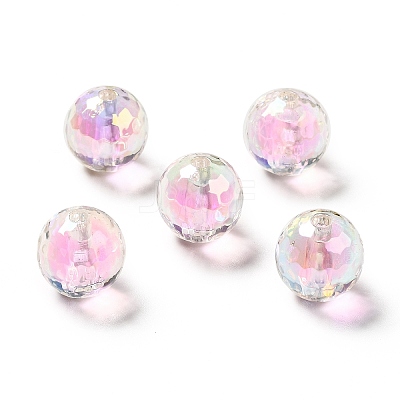 Two Tone UV Plating Rainbow Iridescent Acrylic Beads TACR-D010-03B-06-1