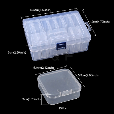 13Pcs Square Plastic Organizer Beads Storage Containers CON-YW0001-36-1