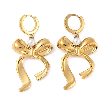 304 Stainless Steel Bowknot Hoop Earrrings EJEW-U065-04G-1