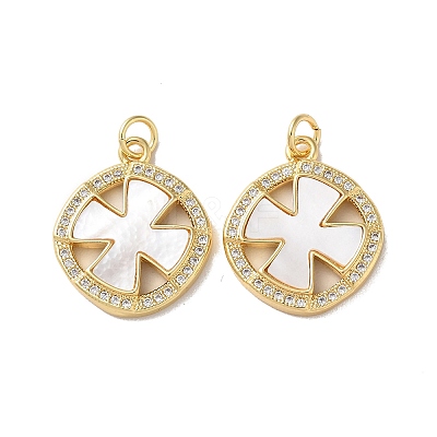 Brass Micro Pave Clear Cubic Zirconia Pendants KK-B083-17G-03-1
