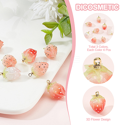 12Pcs 3 Colors Plastic Enamel Pendants KY-DC0001-10-1