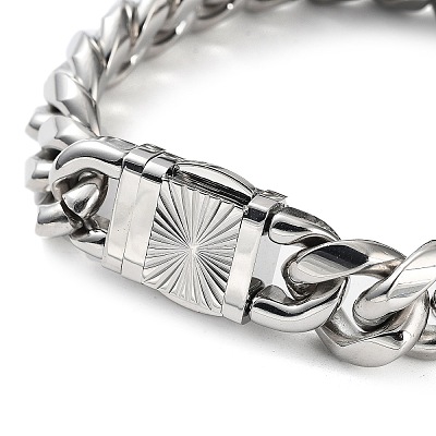 Non-Tarnish 304 Stainless Steel Cuban Link Chains Bracelets for Men & Women BJEW-D031-20P-1