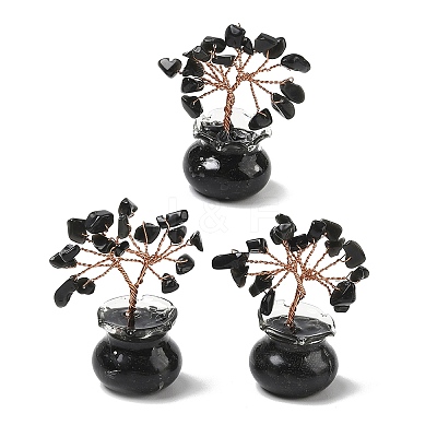 Natural & Synthetic Gemstone Chips Tree of Life Decorations DJEW-Z007-02-1