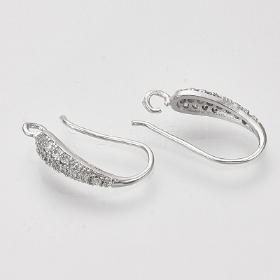 Brass Micro Pave Cubic Zirconia Earring Hooks ZIRC-Q022-035P-NF-1