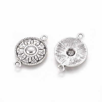 Flat Round Tibetan Style Alloy Links connectors TIBEP-R345-11AS-RS-1
