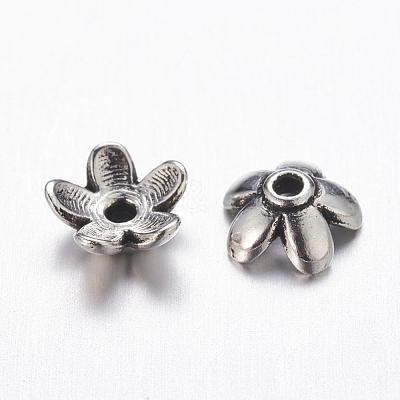 Tibetan Style  Zinc Alloy Bead Caps X-TIBEB-6.5x3-AS-FF-1