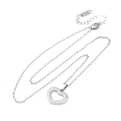 Hollow Heart 304 Stainless Steel Pendant Necklaces NJEW-M096-13P-1