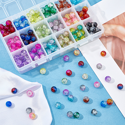 DIY Baking Paint Crackle Glass Beads Stretch Bracelet Making Kits DIY-PH0004-54A-1