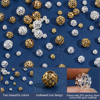 90Pcs 6 Styles Brass Hollow Beads KK-SC0007-93-1
