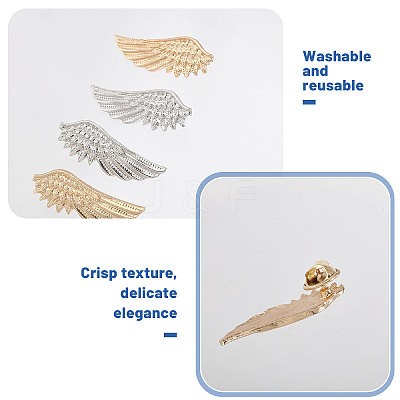 6 Pairs 2 Styles Alloy Wing Brooch for Backpack Clothes JEWB-CA0001-76-1