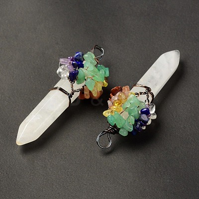 7 Chakra Pointed Natural Quartz Crystal Big Pendants G-C012-01R-11-1