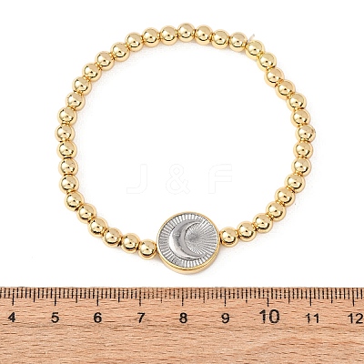 Brass Round Beads Stretch Bracelets for Women BJEW-H640-03B-GP-1