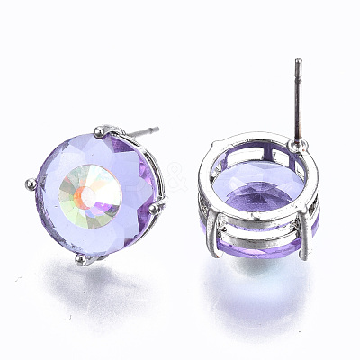 Brass Stud Earrings GLAA-S193-039B-P-1