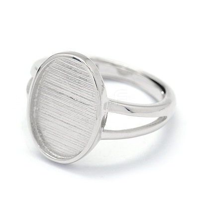 Adjustable Rhodium Plated 925 Sterling Silver Finger Ring Components STER-E061-12P-1