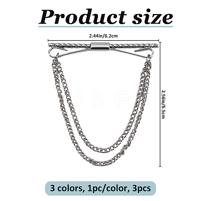 3Pcs 3 Colors Brass Tie Clips AJEW-FH0006-91-1