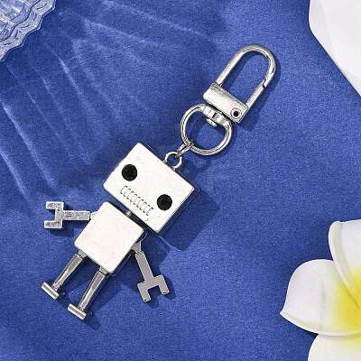 Alloy Rhinestone Robot Pendant Decorations HJEW-JM04372-1