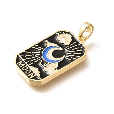 Tarot Card Brass Enamel Pendents KK-R212-02G-02-1