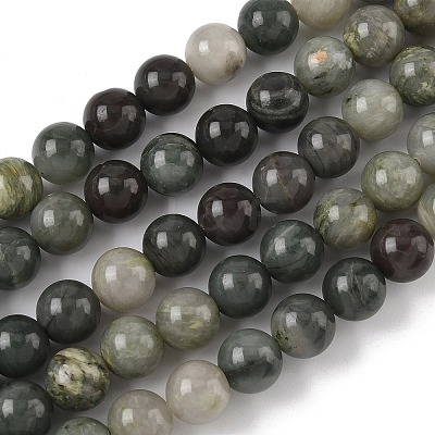 Natural Green Line Jasper Beads Strands G-G735-55-8mm-1