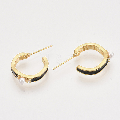 Brass Micro Pave Cubic Zirconia Stud Earrings EJEW-T007-11G-01-NF-1