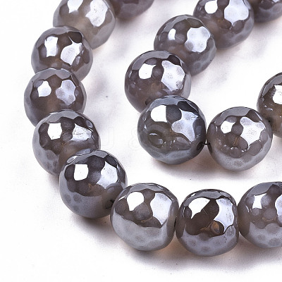 Electroplate Natural Agate Beads Strands G-T131-55-30-1