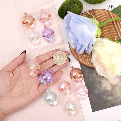 12pcs 6 colors Bubble Style Transparent Acrylic Pendants TACR-CA0001-24-1