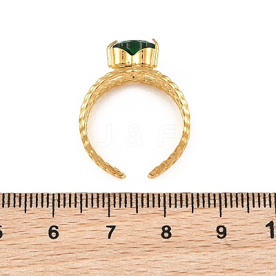 304 Stainless Steel & Cubic Zirconia Cuff Open Rings for Women RJEW-G376-01G-03-1