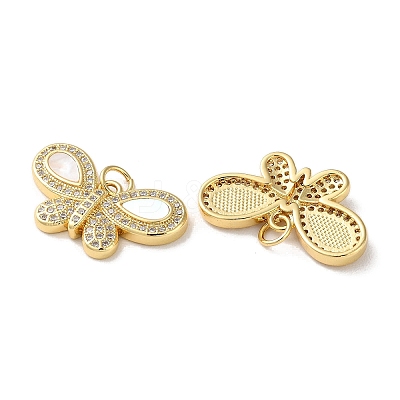 Brass Micro Pave Clear Cubic Zirconia Pendants KK-B083-37A-G-1