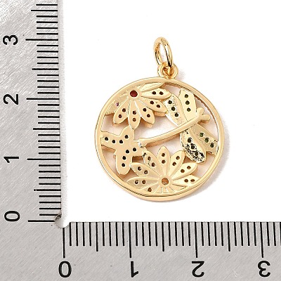Brass Micro Pave Colorful Cubic Zirconia Pendants CU-CBA6344-03G-1