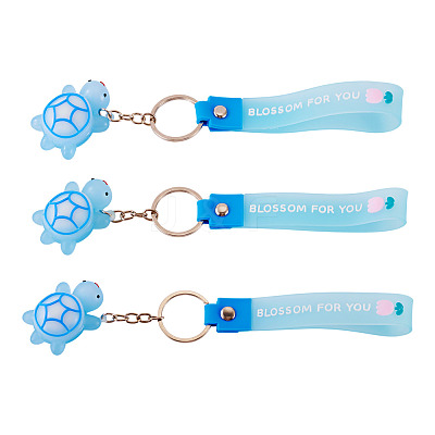 3Pcs PVC Tortoise Pendant Keychains KEYC-TADJ0001-02B-1