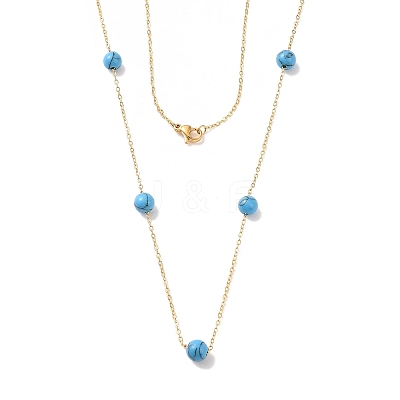 Synthetic Turquoise Beads Necklaces BJEW-B078-01G-1