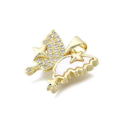 Brass Micro Pave Clear Cubic Zirconia Pendants KK-V010-14G-1