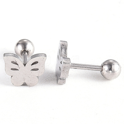 Tarnish Resistant 201 Stainless Steel Barbell Cartilage Earrings EJEW-R147-18-1