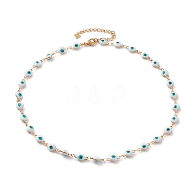 Evil Eye 304 Stainless Steel Enamel Link Chains Bracelets & Necklaces Jewelry Sets SJEW-JS01152-1
