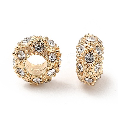Rack Plating Alloy Rhinestone European Beads X-PALLOY-P289-34G-1